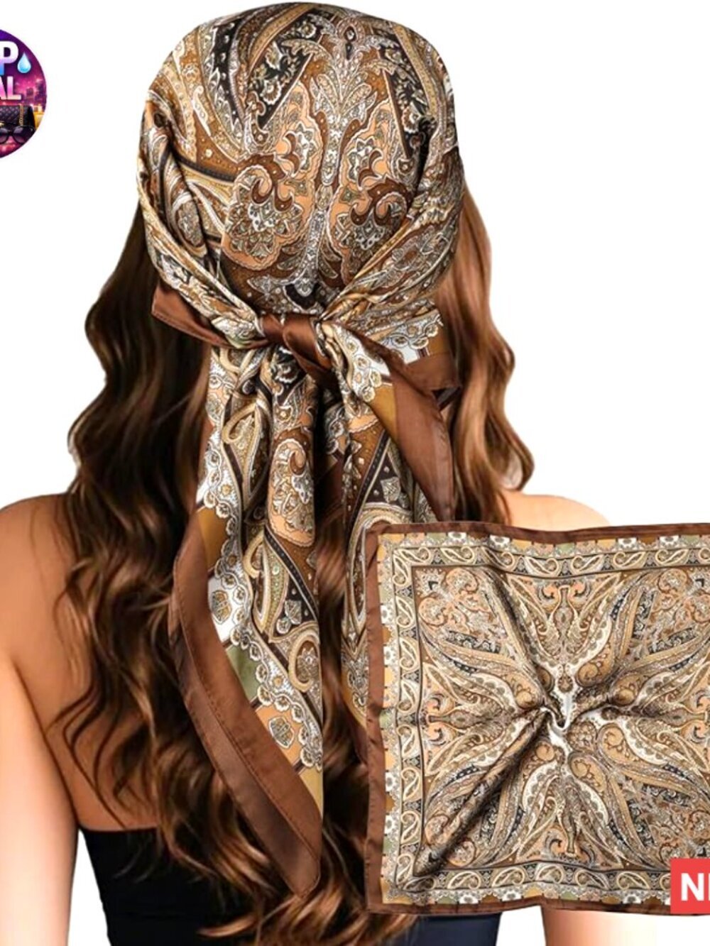 Polyester Head Scarf Like Silk Hair Wrap Bandana Large Square 27.5"